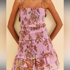 NWOT Farm Rio Lilac Floral Monkey Smocked Mini Dress Size XL
